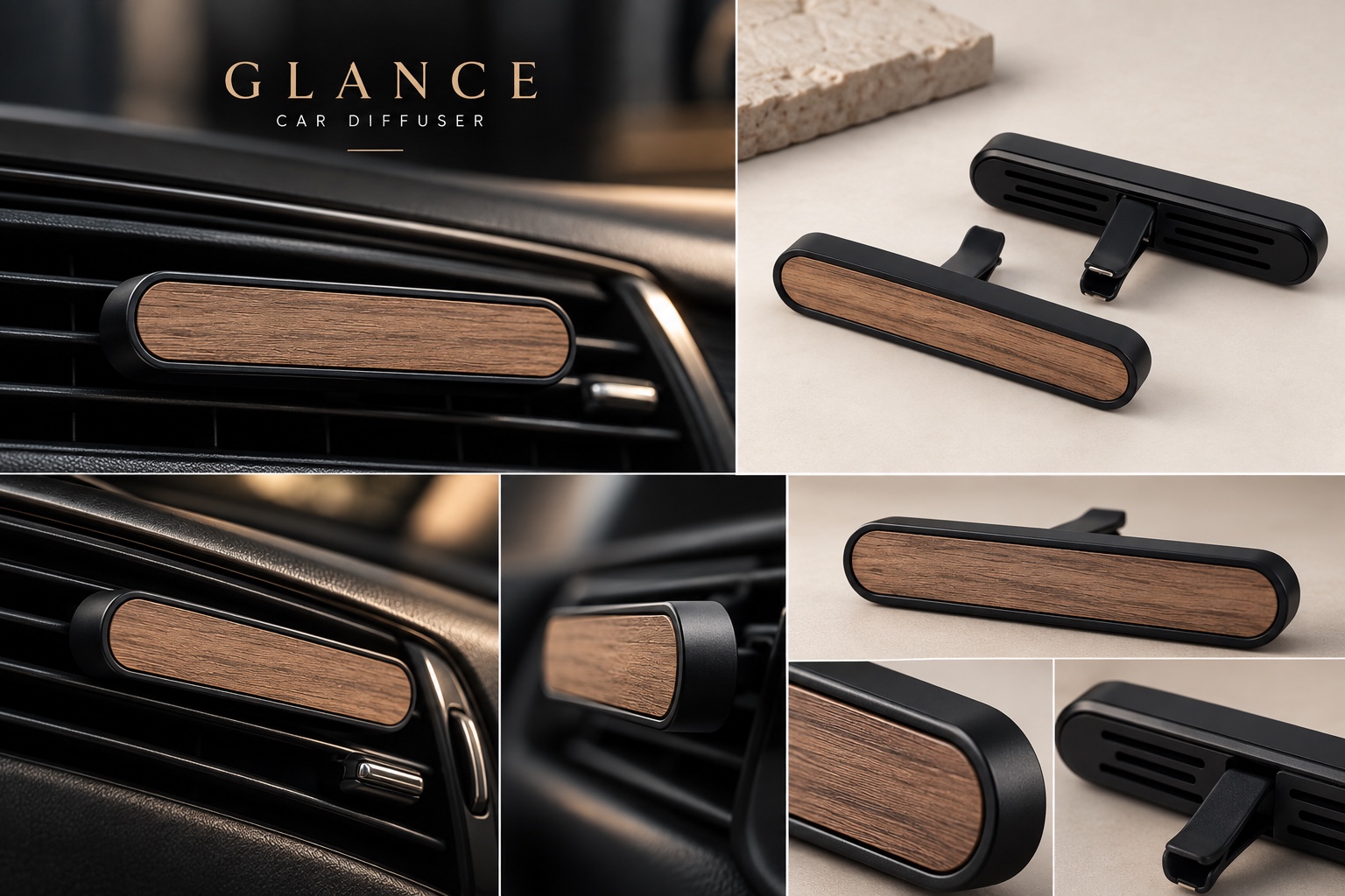 تفاصيل معطر السيارة الخشبي من Glance