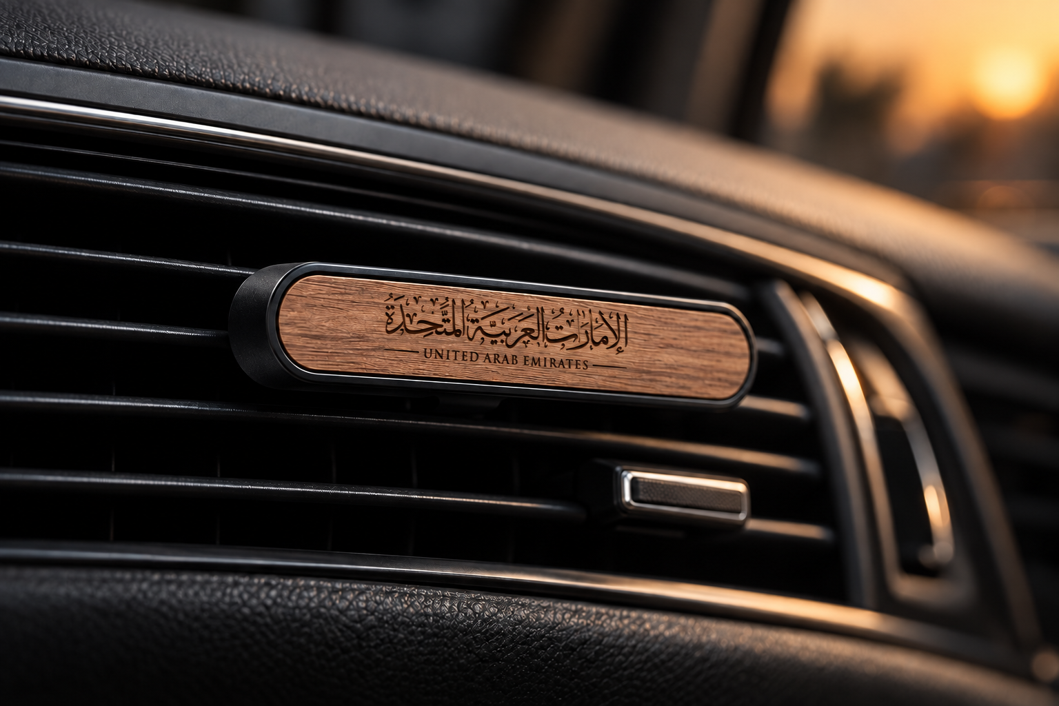 معطر سيارة Glance الخشبي بنقش الإمارات العربية المتحدة